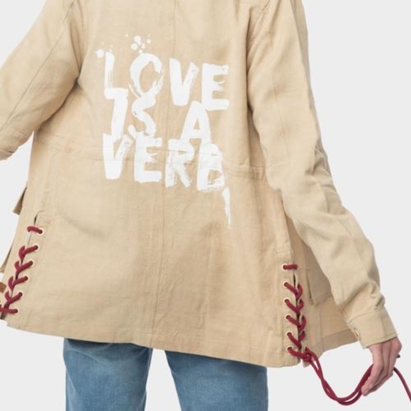 NWT PEACE ♥ WORLD "LOVE IS A VERB" JUSTINE JACKET - Picture 3 of 8